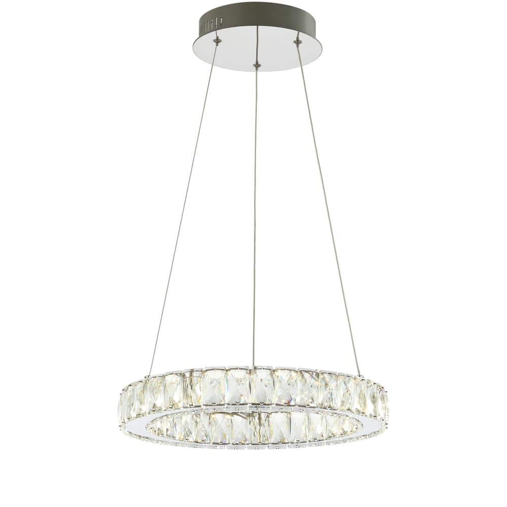 Elegant Chrome Crystal Ring LED Chandelier 15.75" Flush Mount