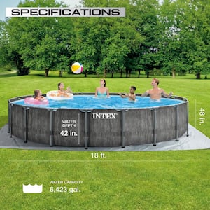 18 ft. Round 48 in. Deep Hard Side Prism Steel Frame Above Ground Outdoor Swimming Pool Set