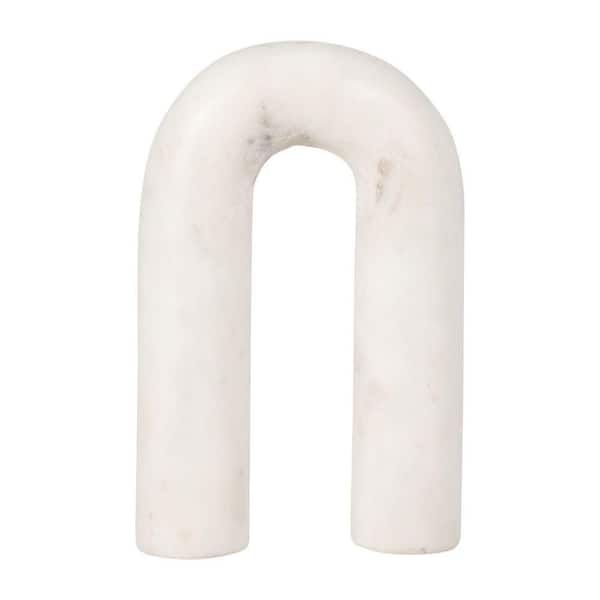 Liv & Skye White 5 in. x 8 in. Stone Modern Rounded Horseshoe Sculpture