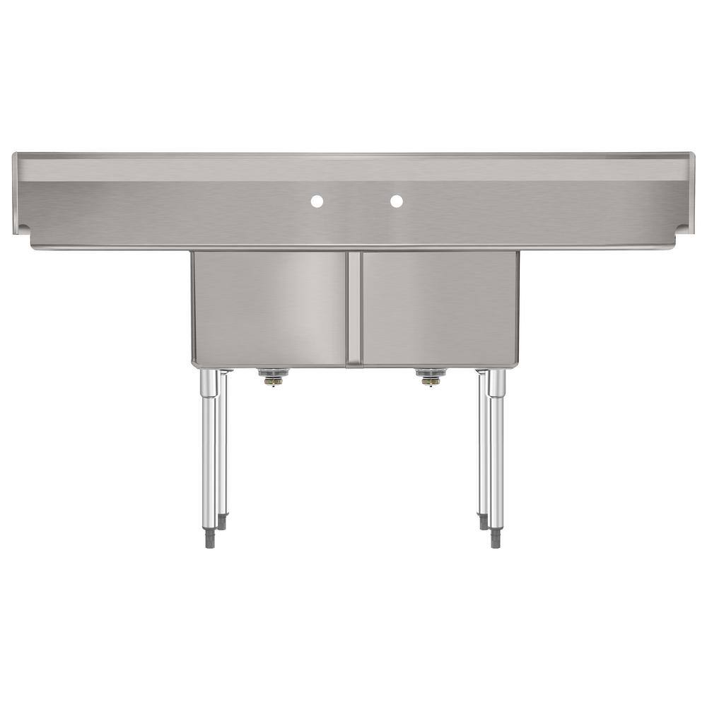 72" Stainless Steel Commercial Sink with Dual Drainboards