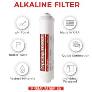 Premium 10 in. Universal Inline Alkaline Replacement Water Filter Cartridge for Reverse Osmosis RO System, pH+
