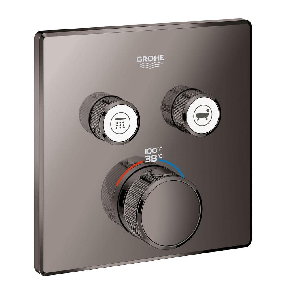 GROHE Grohtherm Smart Control Dual Function Square Thermostatic Trim with Control Module in Hard Graphite -  29141A00