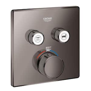 Grohtherm Smart Control Dual Function Square Thermostatic Trim with Control Module in Hard Graphite