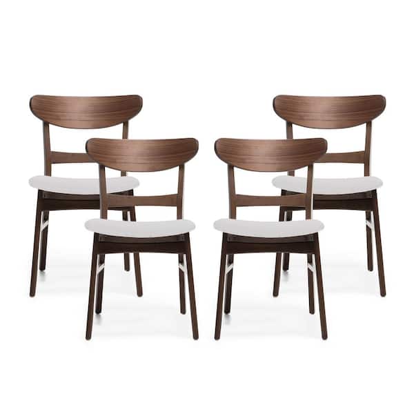 Idalia Light Beige and Walnut Fabric Upholstered Dining Chair (Set of 4)
