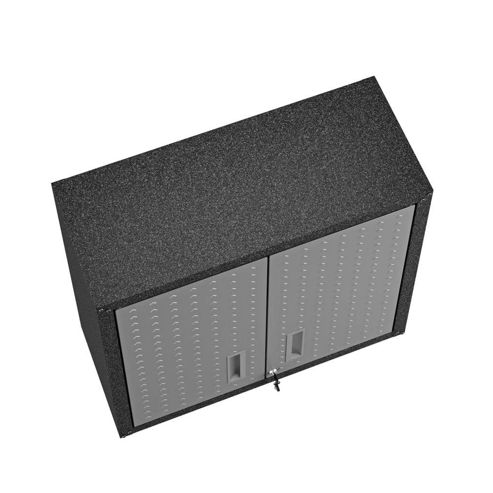 Gray Steel Lockable Wall Cabinet with Adjustable Shelving