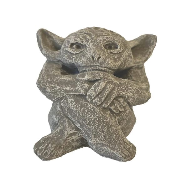 Unbranded English Antique Concrete 4.75 in. H x 5 in. W "Le Beau" Gargoyle Garden Decor Single Piece