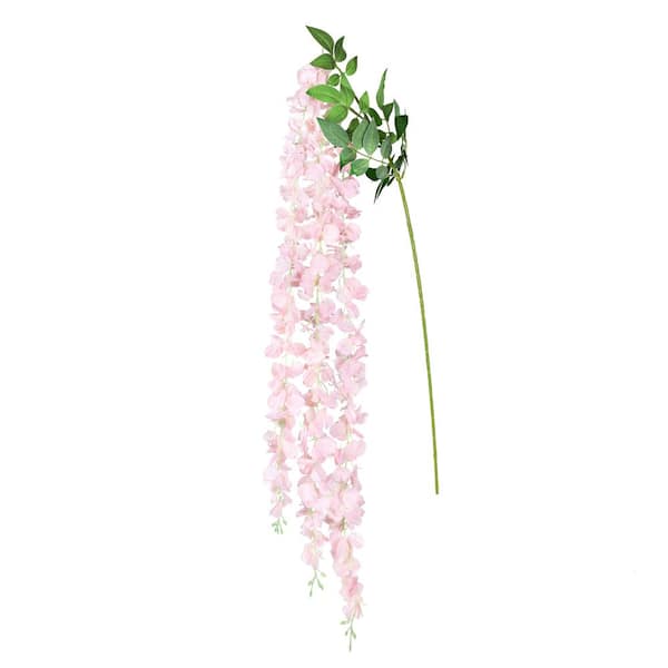 LIVING LUXURY 66 in. Light Pink Artificial Hanging Wisteria Flower Stem Spray (Set of 2)
