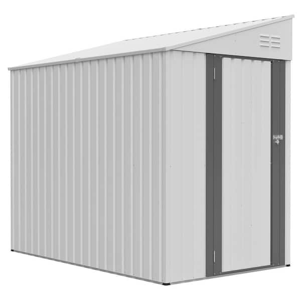 White 4 ft. W x 7 ft. D Heavy Duty Metal Lean-To Shed with Lockable Door and Vents (28 sq. ft.)