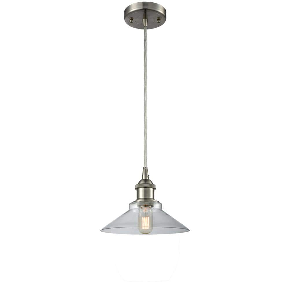 Orwell 1 Light Brushed Satin Nickel Cone Pendant Light with Clear Glass Shade price history on PriceWatchPro