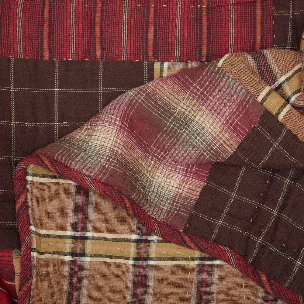Queen Brown Cotton Reversible Patchwork Quilt Set