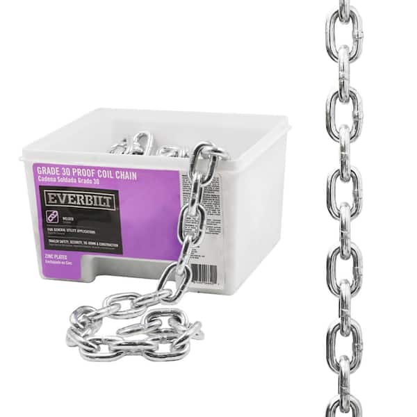 Everbilt 3/8 in. x 30 ft. Grade 30 Zinc Plated Steel Proof Coil Chain