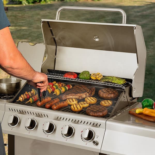5-Burner Propane Gas Grill in Stainless Steel with Sear Burner and Side Burner
