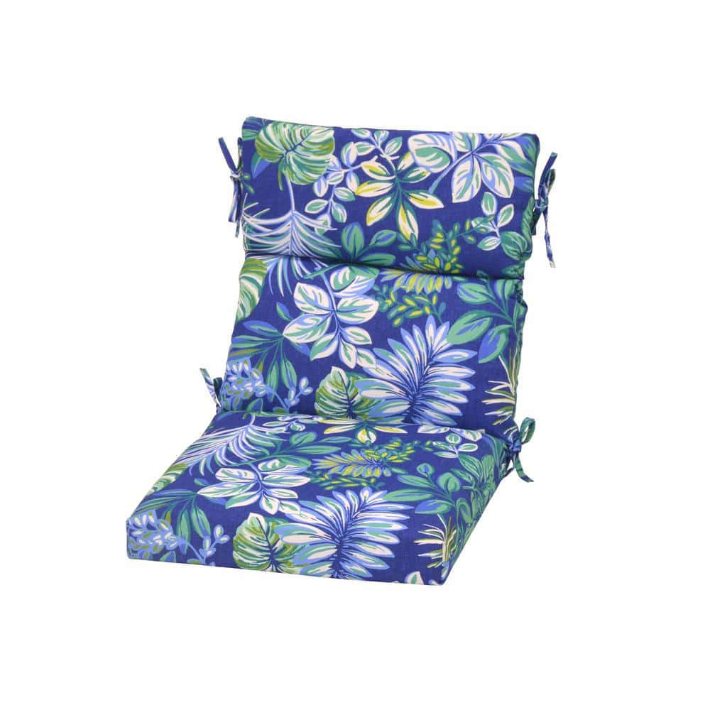 Hampton Bay Seaglass Tropical Outdoor High Back Dining Chair Cushion