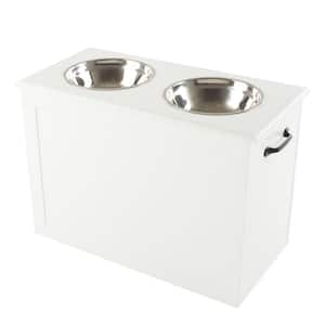  MOOLIVE Elevated Dog Feeding Station with Storage,Elevated Dog  Food Storage Cabinet with 2 Stainless Steel Bowls, Raised Dog Bowl Feeder  with Drawer for Large Dogs, White : Pet Supplies
