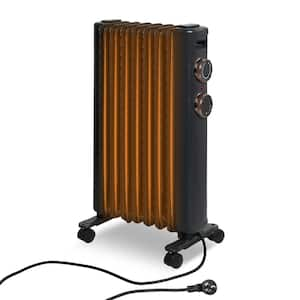 1500-Watt Matte Black Indoor Electric Oil Filled Radiator Space Heater with 3 Heating Modes