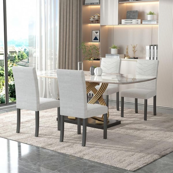 CLIPOP Dining Chais Set Of 4, Faux Leathe Dining Oom Chai