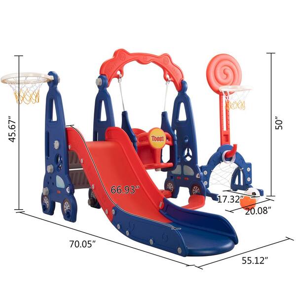 Slide Swing Climber Set 5 in 1 Kids Basketball Hoop Playset Indoor Outdoor for sale online 