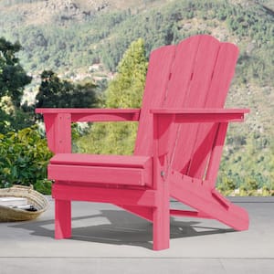 Pink HDPE Folding Plastic Adirondack Chair(1 Pack）