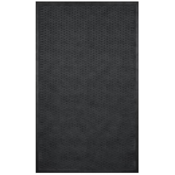 Easy clean, Waterproof Non-Slip 3x5 Indoor/Outdoor Rubber Doormat, 35 in. x 60 in., Black