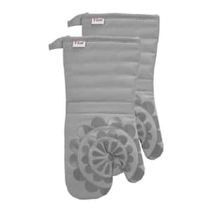Grey Medallion Cotton Silicone Oven Mitt (2-Pack)