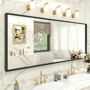 72 in. W x 32 in. H Rectangular Aluminum Alloy Framed and Tempered Glass Wall Bathroom Vanity Mirror in Matte Black