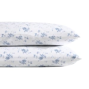 Garden Muse 2-Piece Blue Cotton Standard Pillowcase Pair