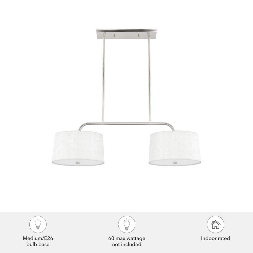 Cottage Hill Brushed Nickel 4-Light Linear Island Pendant with Off-White Linen Shade
