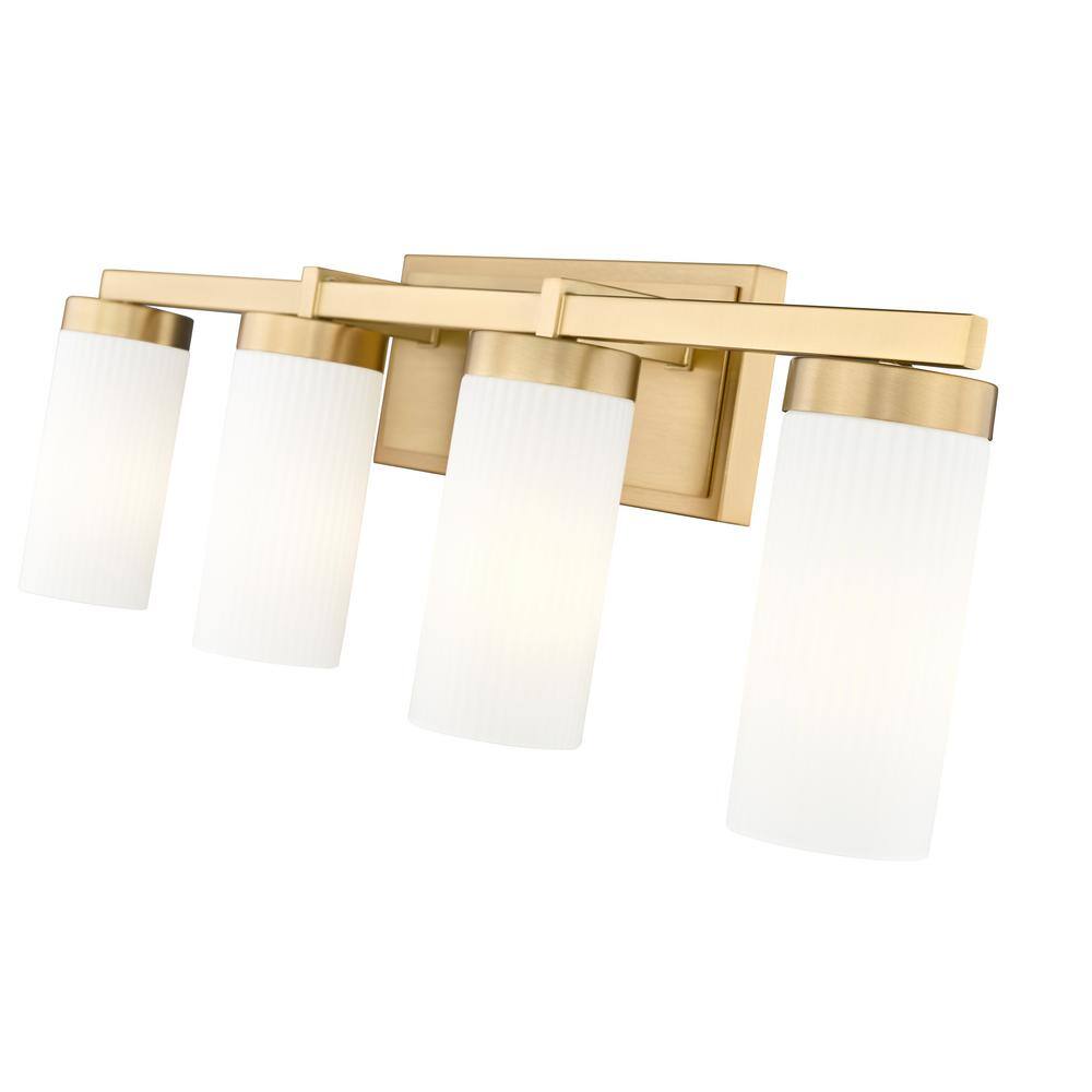 Modern Gold Vanity Light with Frosted White Glass Shades