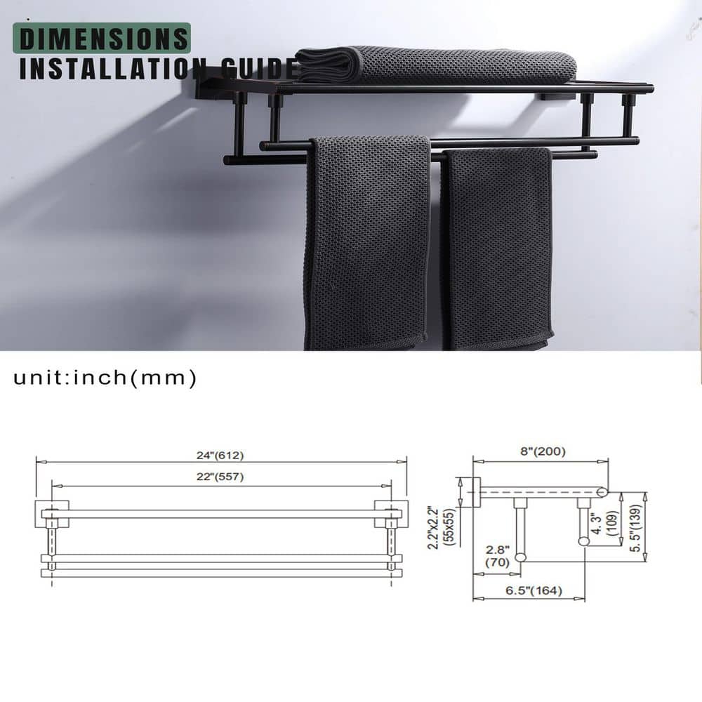 Oil Rubbed Bronze 24" Wall Mounted Towel Rack