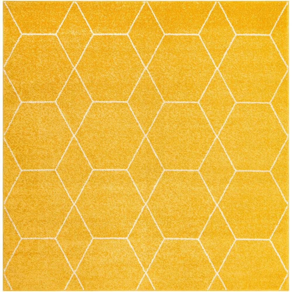 Trellis Frieze Geometric Yellow 7 ft. x 7 ft. Area Rug price history on PriceWatchPro