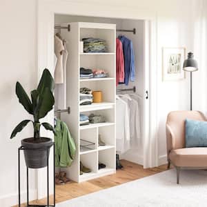68.69 in.-95.4 in. White Wall Mount Adjustable Closet System with 4 Clothing Rods