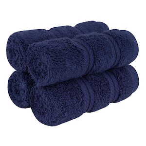 American Soft Linen Washcloth Set 100% Turkish Cotton 4 Piece Face Hand Towels for Bathroom and Kitchen - Navy Blue