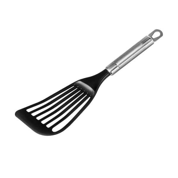 Black Thin Slotted Flexible Plastic Kitchen Spatula Turner for Egg Fish Pancakes Nonstick Cookware Utensil