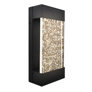 12 in. Black Outdoor LED Up and Down Wall Sconce Light 3CCT 3000K-5000K Seeded Bubble Glass 12-Watt ETL IP65