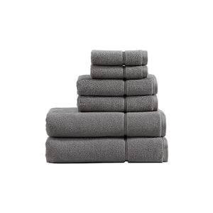 Modern Lux 6-Piece Gray Cotton Towel Set