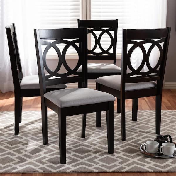 Baxton Studio Lenoir Gray And Espresso Fabric Dining Chair Set Of 4 153 9400 Hd The Home Depot