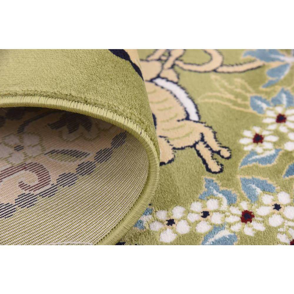 Green and Ivory Rectangular Floral Synthetic Area Rug 10' x 13'