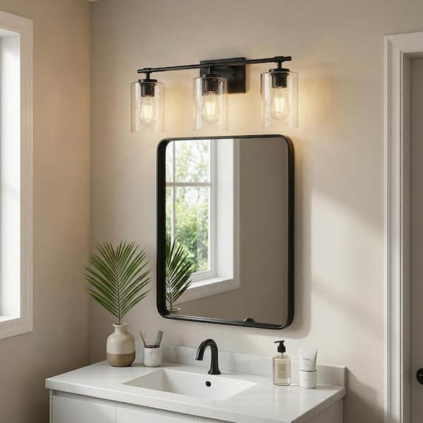 8 In. 3-pack Clear Bubble Glass Cylindrical Shades for Stylish Illumination Vanity Shade