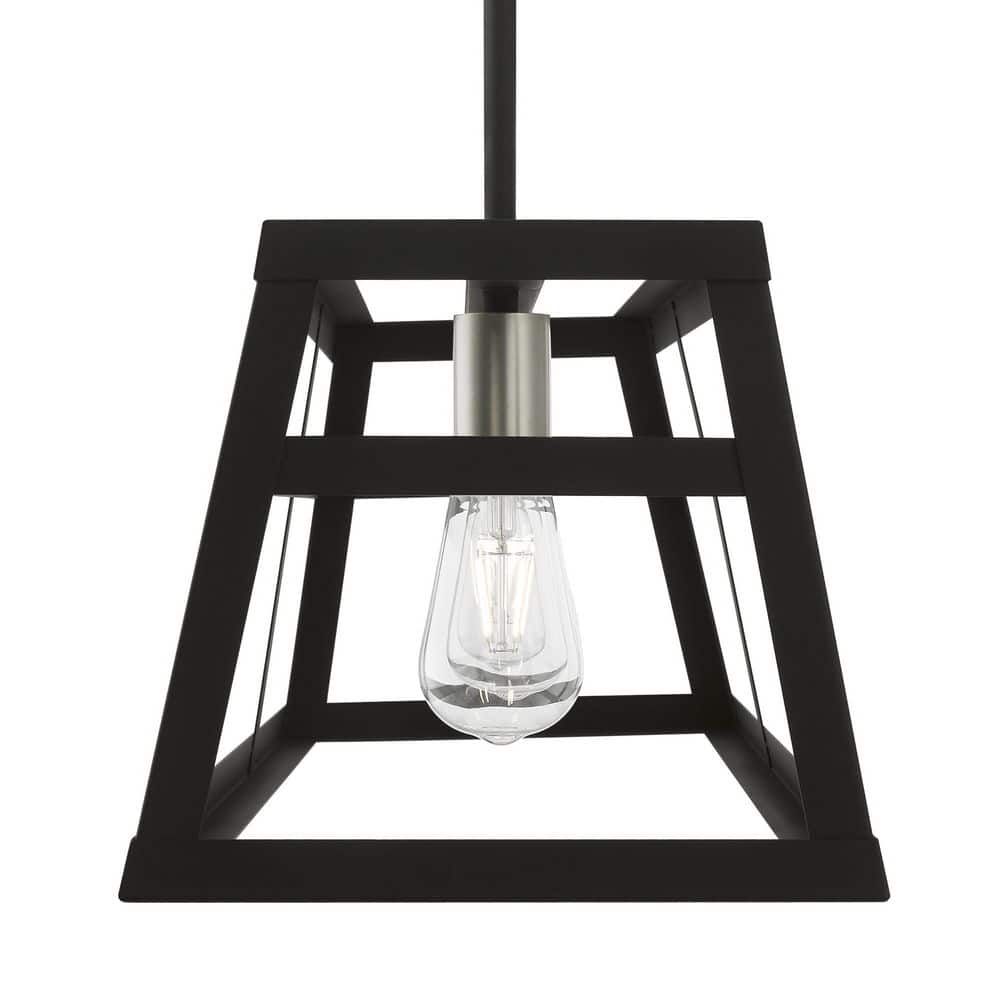 Schofield Black and Brushed Nickel 3-Light Linear Cage Chandelier