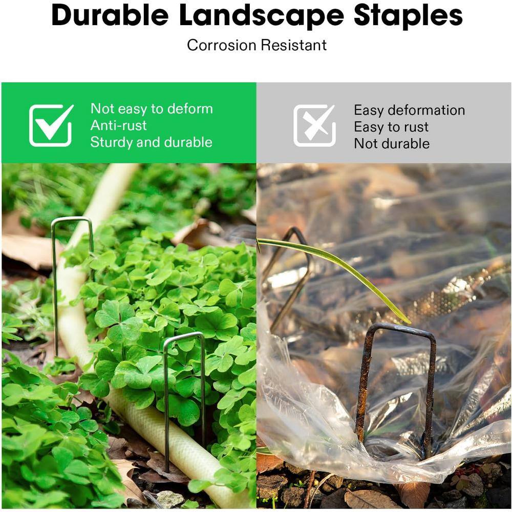6 Inch Galvanized Steel U-Shaped Garden Stakes, 100-Pack