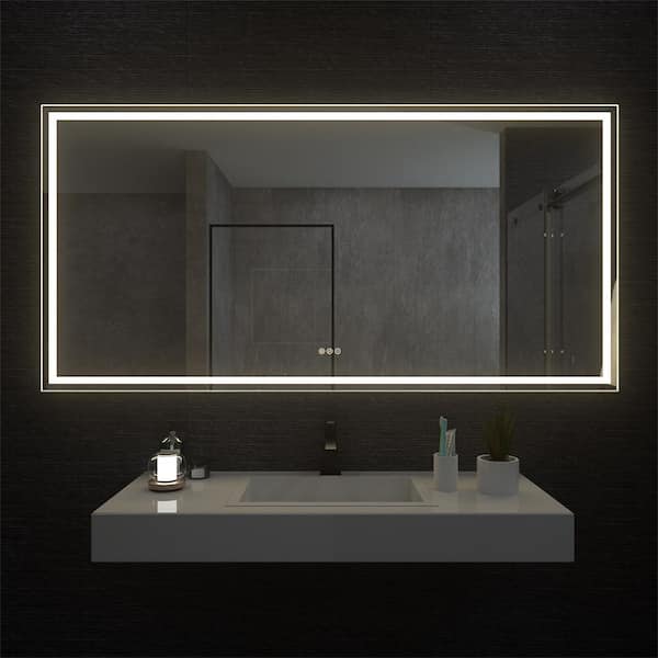 niveal 72 in. W x 36 in. H Rectangular Frameless LED Wall Bathroom Vanity Mirror