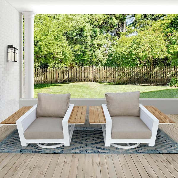 HiGreen Outdoor Denver Swivel Aluminum Outdoor Lounge Chair with Acrylic Cast Ash Cushions (2-Pack)