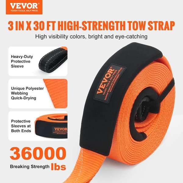 30 in. Recovery Tow Rope 36000lbs. Heavy-Duty Off Road Snatch Strap Extreme Duty Energy Snatch Strap for Jeep Truck ATV