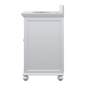 Lamport 25 in. x 22 in. Bath Vanity in White with Engineered Stone Vanity Top in Artisan White with White Sink