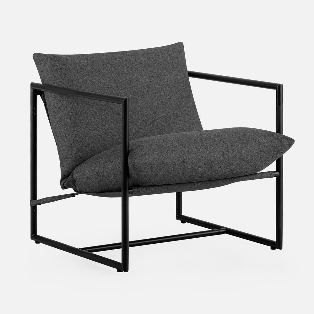 Modern Dark Grey Metal Frame Sling Accent Chair
