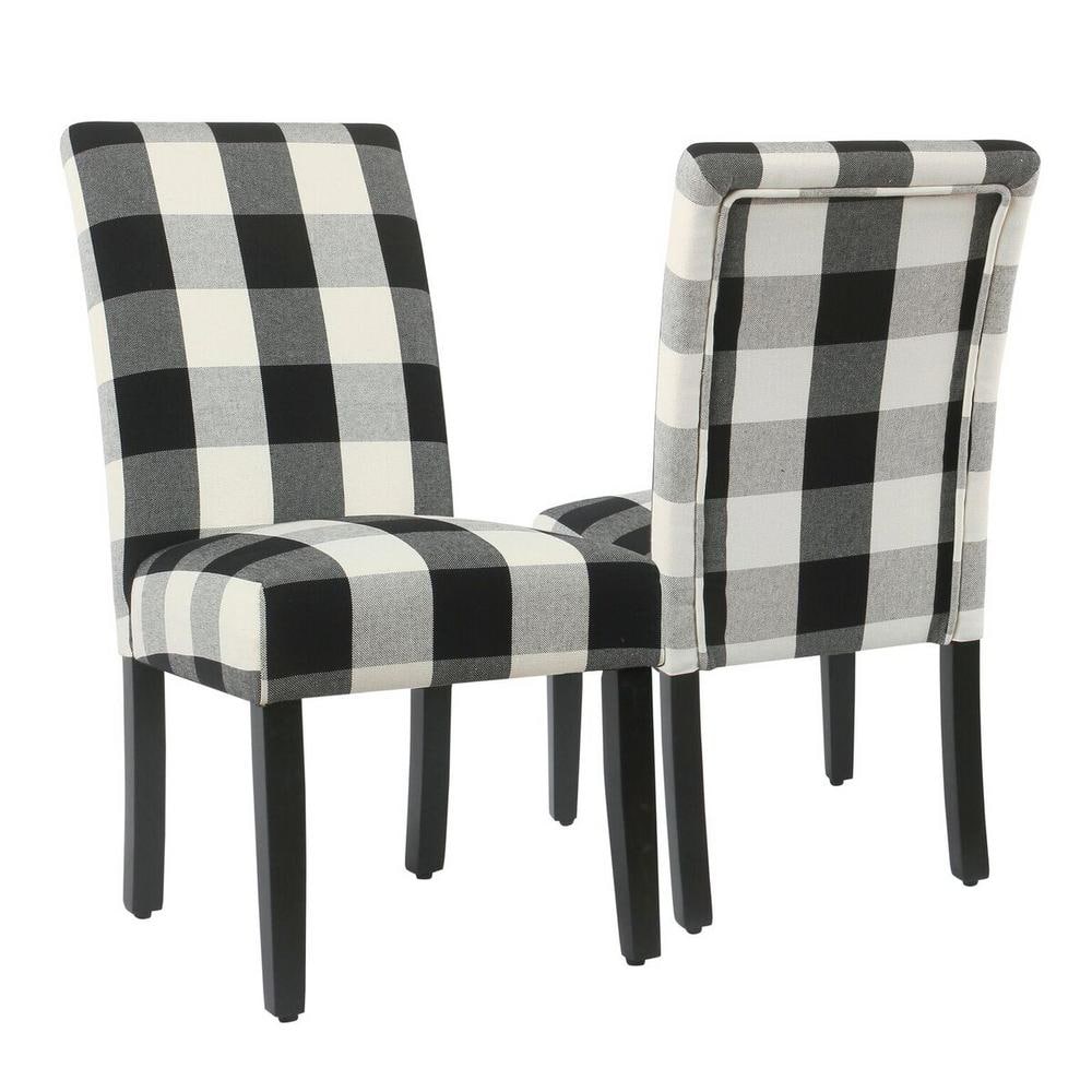 Black and white buffalo check dining chairs discount