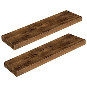 1.5 in. x 31.5 in. x 7.9 in. Brown Wood Decorative Wall Shelves (Set of 2)