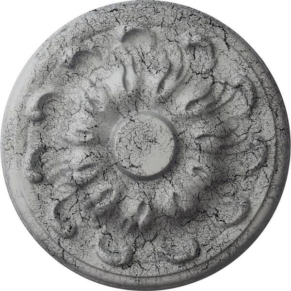 Ekena Millwork 7-7/8 in. x 1-1/2 in. Millin Polyurethane Ceiling Medallion (Fits Canopies upto 2 in.), Ultra Pure White Crackle