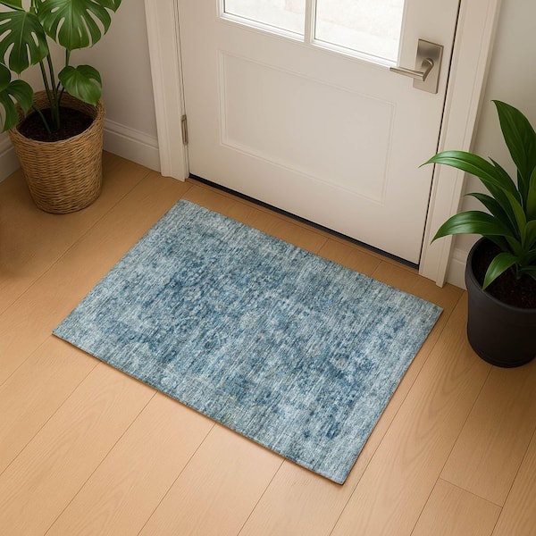Mayfield Premium Machine Washable Abstract AMF1773 Blue 2 ft. x 3 ft. Area Rug
