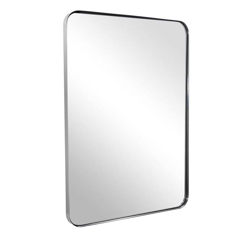 20 in. W x 28 in. H Rectangular Framed French Cleat Wall Mounted Tempered Glass Bathroom Vanity Mirror in Brushed Silver price history on PriceWatchPro